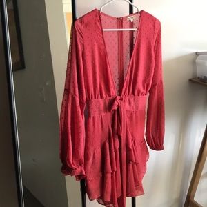 For Love and Lemons salmon mini dress